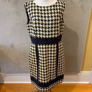 Alex Marie Black Cream Houndstooth Dress 12P Classic Career Preppy